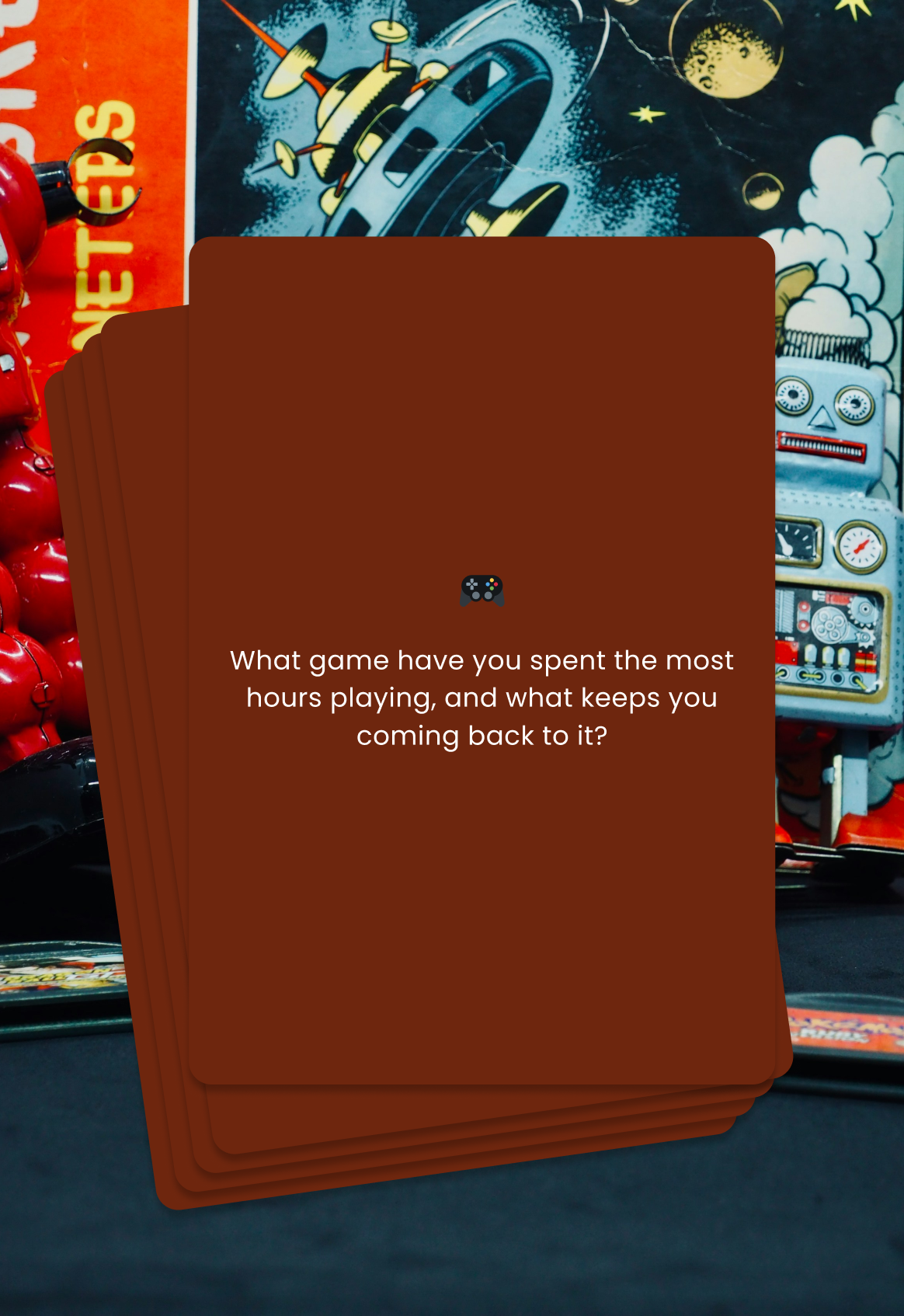 Conversation cards about gaming experiences