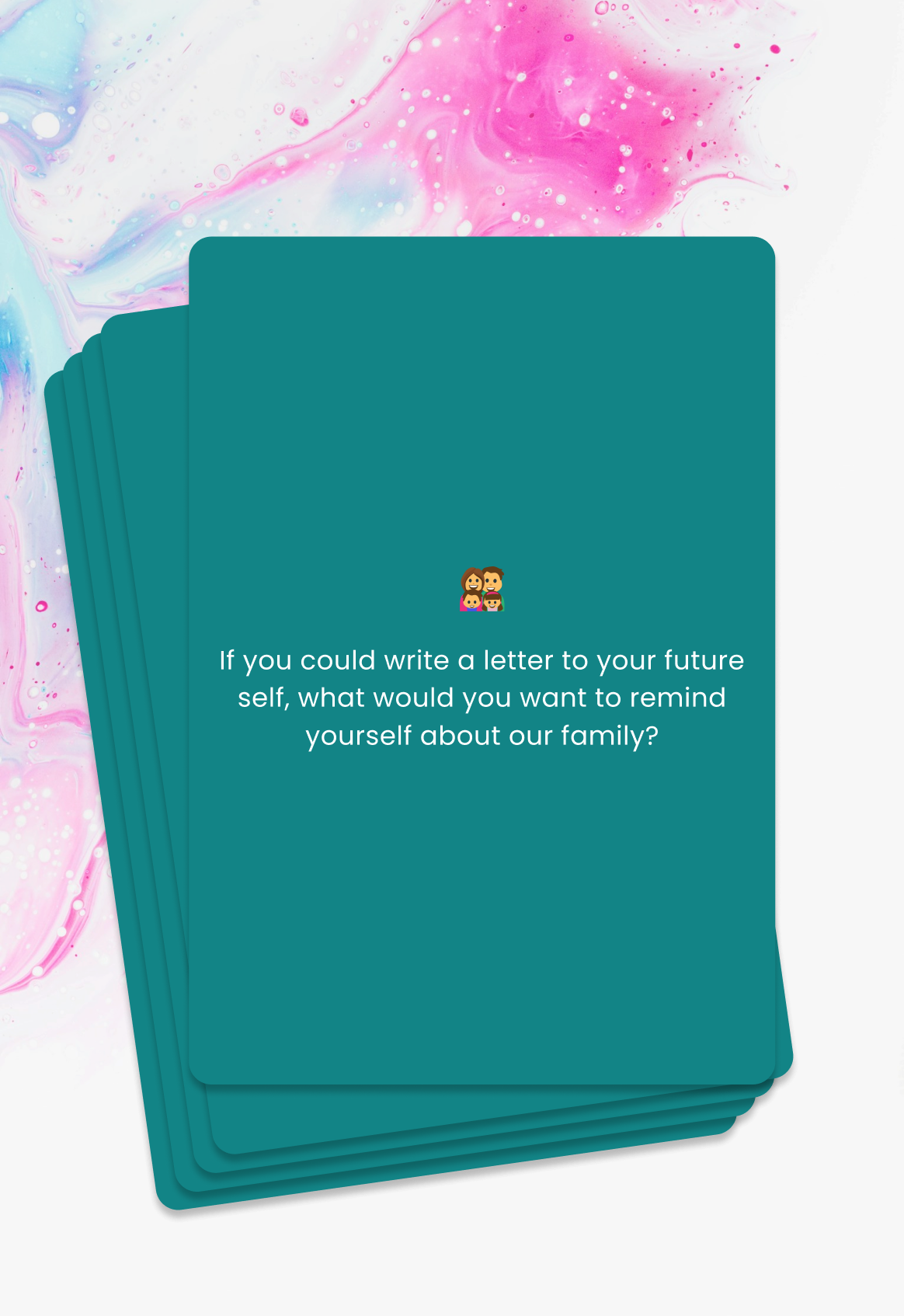 Conversation cards for a family